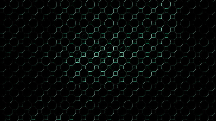 octagons, pattern, minimalism, digital art, square, black background, HD wallpaper