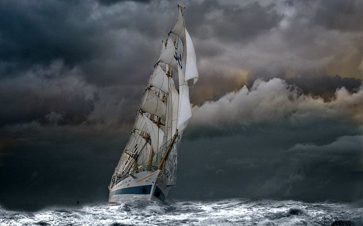 Hd Wallpaper Vehicles Sailing Ship Cloud Ocean Sailboat Storm Wave Wallpaper Flare