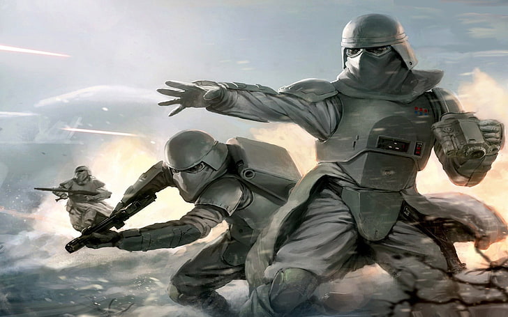 three gray suit characters game application screenshot, Star Wars