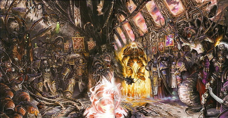 monster assembly wallpaper, chaos, Warhammer 40k, the Emperor
