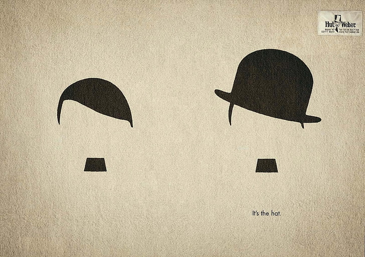 Charlie Chaplin and Adolf Hitler mustache, minimalism, wall - building feature