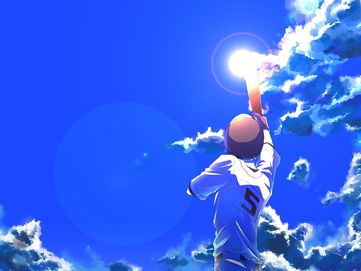 clouds, baseball, sport , uniform, sky, one person, blue, nature, HD wallpaper