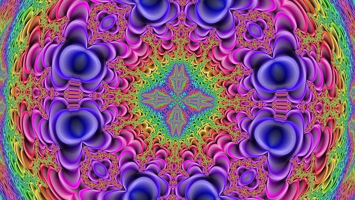 multicolored optical illusion, kaleidoscope, fractal, psychedelic, HD wallpaper