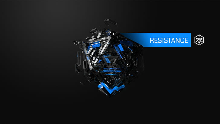 hexagon, Justin Maller, Ingress, blue, Resistance