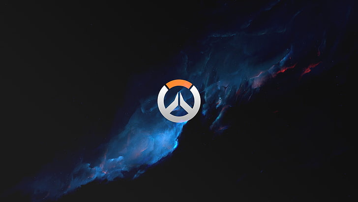 round white and orange logo, Overwatch, no people, black background, HD wallpaper