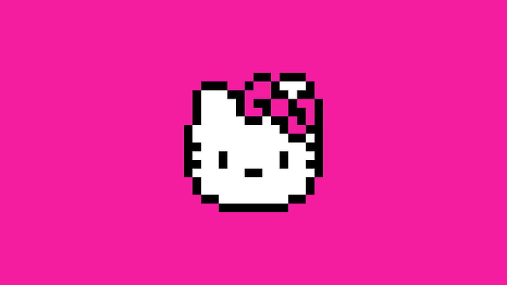 pixel art, pixels, Hello Kitty, connection, technology, studio shot, HD wallpaper