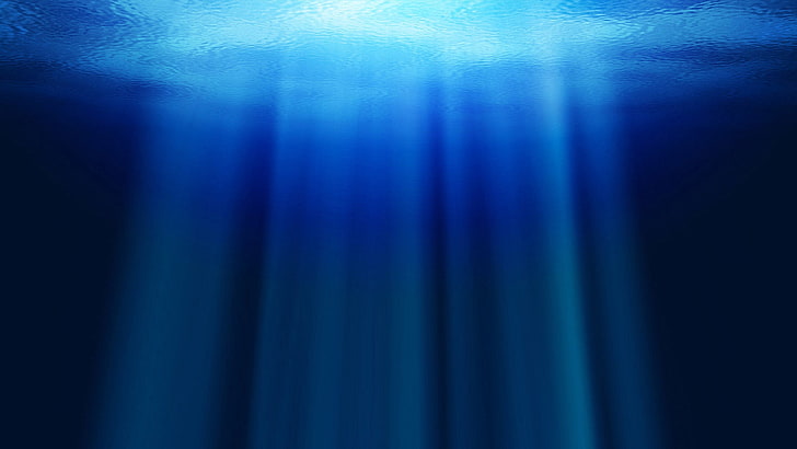 underwater beam of light, ocean, rays, depth, blue, backgrounds, HD wallpaper