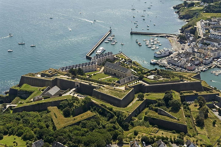 aerial photography of island, architecture, building, France, HD wallpaper