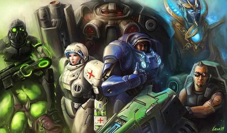 HD wallpaper: game poster, Ghost, Marine, Terran, Medic, Starcraft, Protoss  | Wallpaper Flare