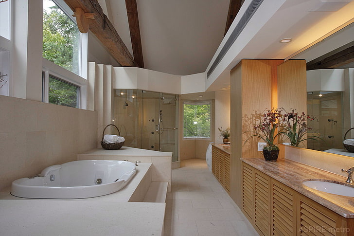 white ceramic sink, architecture, home, domestic room, home showcase interior, HD wallpaper