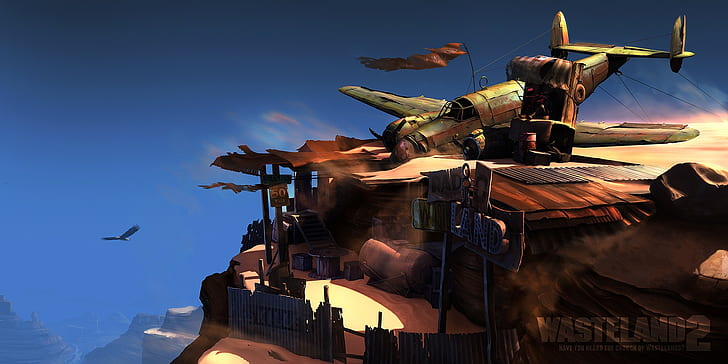 wasteland 2 fallout apocalyptic, flying, transportation, sky, HD wallpaper