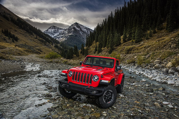 Hd Wallpaper Red And Black Jeep Wrangler Near Mountain During Daytime Jeep Wrangler Rubicon Wallpaper Flare