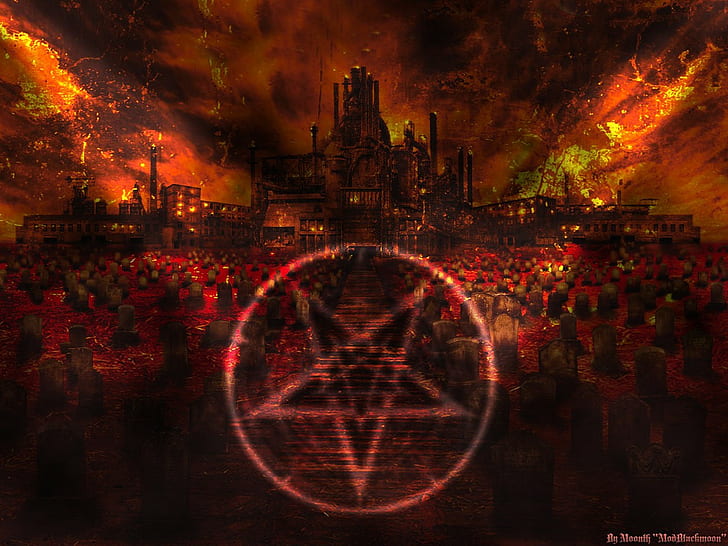 devils satanic pentagram fire, architecture, building exterior, HD wallpaper