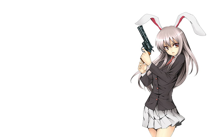 anime, anime girls, gun, Touhou, Reisen Udongein Inaba, weapon, HD wallpaper