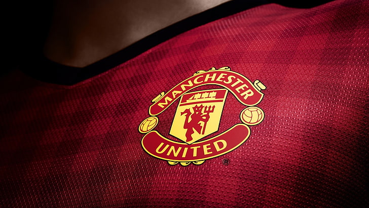 Manchester United, soccer clubs, red devil, badge, text, no people, HD wallpaper