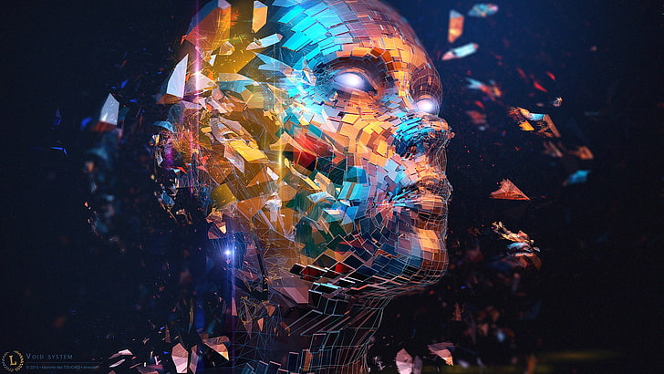 HD wallpaper: multicolored human face artwork wallpaper, digital art,  abstract | Wallpaper Flare