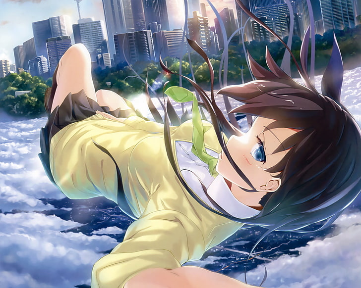 Premium AI Image | Anime style male character free falling levitating