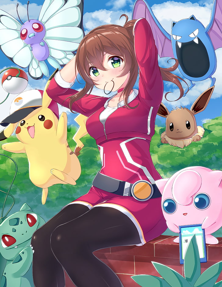 Pokemon illustration, anime, anime girls, Pokémon, Pokemon Go, HD wallpaper