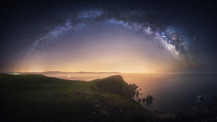 nature, sky, landscape, stars, Point Reyes, Michael Shainblum, HD wallpaper