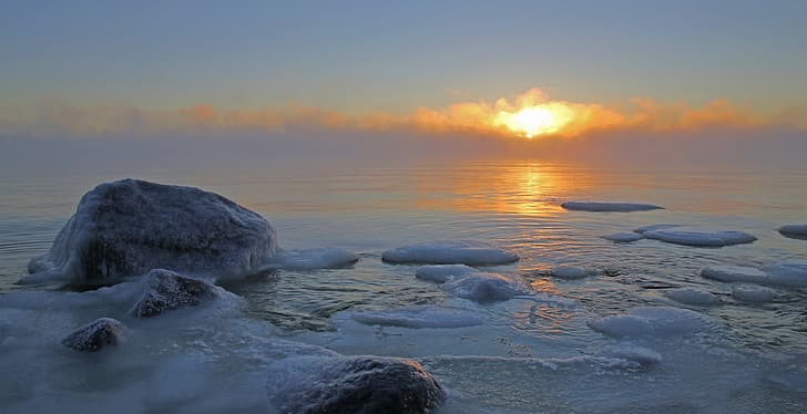 sea, sunset, Finland, Eastern Uusimaa, Boviken, HD wallpaper