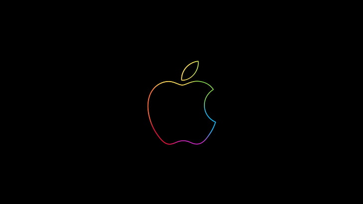 Apple Colorful Logo, black background, studio shot, copy space, HD wallpaper