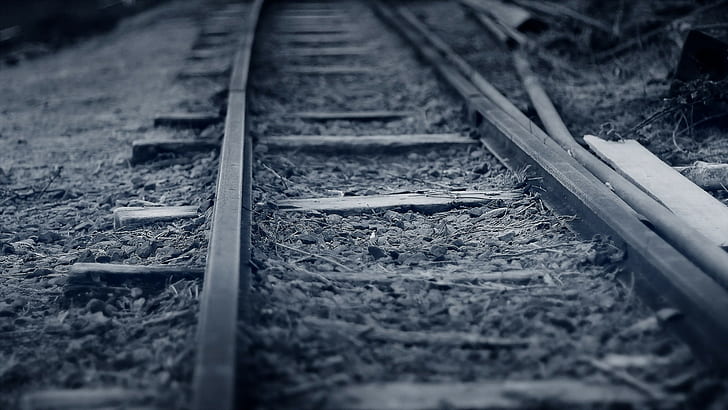 railway, track, selective focus, rail transportation, railroad track, HD wallpaper