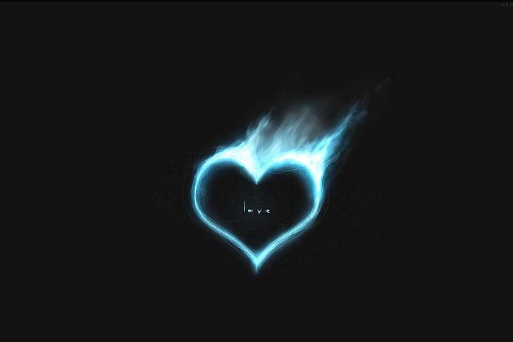 HD wallpaper: blue heart flame wallpaper, love, dark, minimalism, positive  emotion | Wallpaper Flare