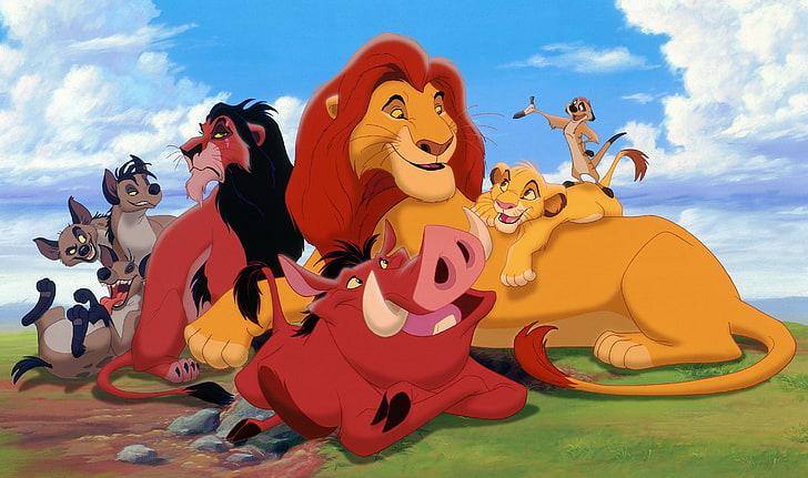Lion King illustration, Disney, Timon, The Lion King, Simba, Pumbaa