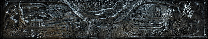 gray designed board decor, Alduin's Wall, The Elder Scrolls V: Skyrim