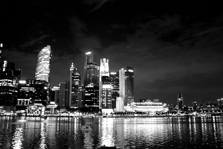 assorted lighten skyscrapers during nighttime, singapore city, singapore city