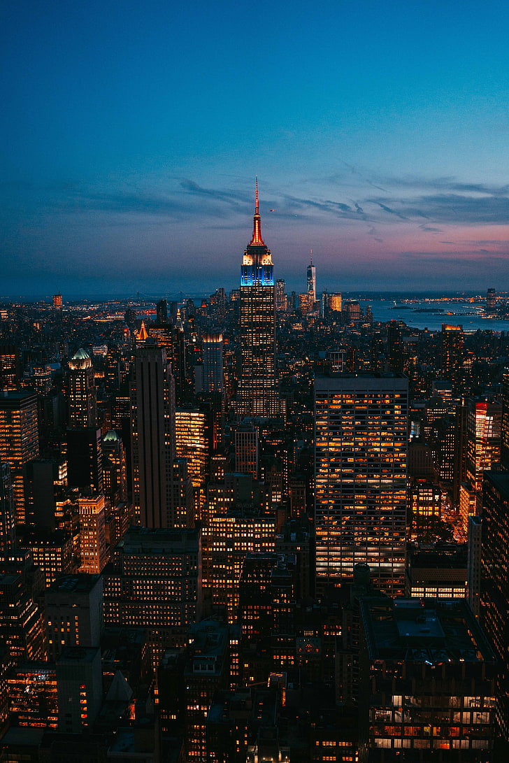 HD wallpaper: night city, city lights, skyscraper, new york, metropolis,  top view | Wallpaper Flare