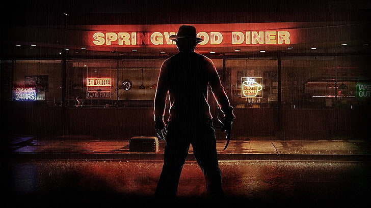 Springwood Diner facade, Freddy Krueger, villains, horror, movies, HD wallpaper