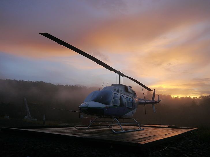 Jungle, Chopper, Sunrise, Helicopter, Bell, Morning, Scene, HD wallpaper