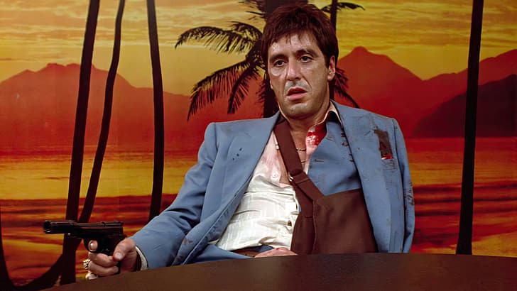 Scarface, Tony Montana, Al Pacino, movies, film stills, pistol, HD wallpaper