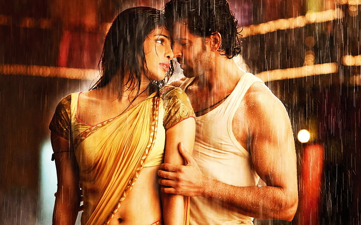 Priyanka Chopra and Hrithik Roshan, men's white tank top, Bollywood Celebrities, HD wallpaper