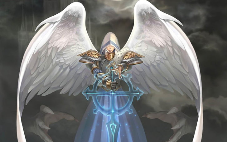 angel character holding sword illustration, might and magic heroes, HD wallpaper