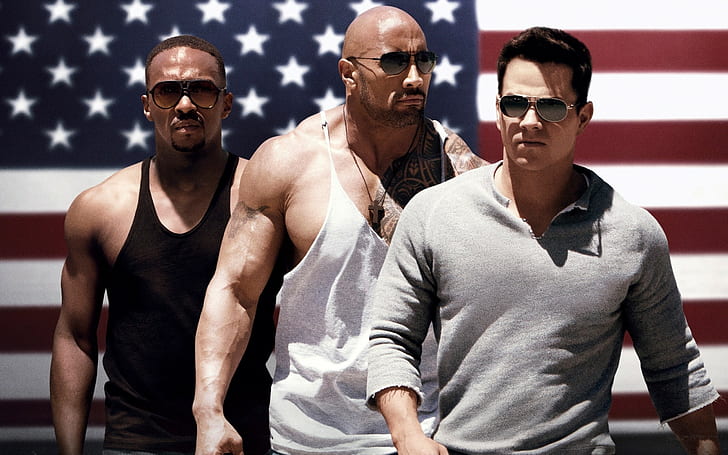 Pain and Gain, Dwayne Johnson, Mark Wahlberg, flag, movies, HD wallpaper