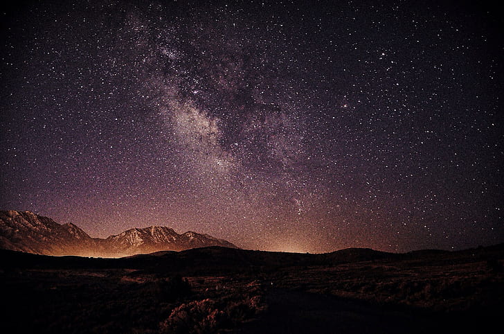Milky Way galaxy, stars, nature, star - space, night, mountain, HD wallpaper