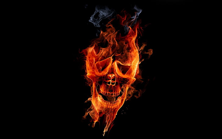 red flame skull wallpaper, fire, sake, fire - Natural Phenomenon, HD wallpaper