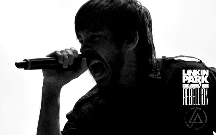 Linkin Park Rebellion wallpaper, soloist, singing, microphone, HD wallpaper