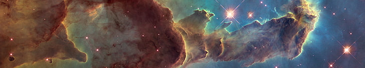 brown and blue nebula, Pillars of Creation, ESA, space, galaxy