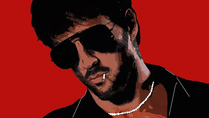 men, glasses, Cobra (movie), Sylvester Stallone, headshot, colored background, HD wallpaper