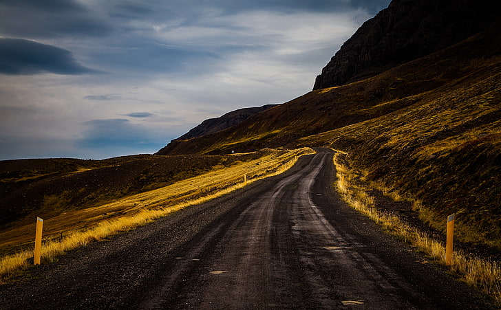 Road Landscape, Europe, Iceland, Dark, Travel, Autumn, Scenery, HD wallpaper