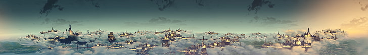 town covered by clouds illustration, BioShock Infinite, Colombia