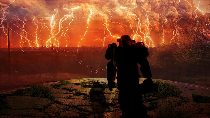 light storm digital wallpaper, Fallout 4, Earth, apocalyptic