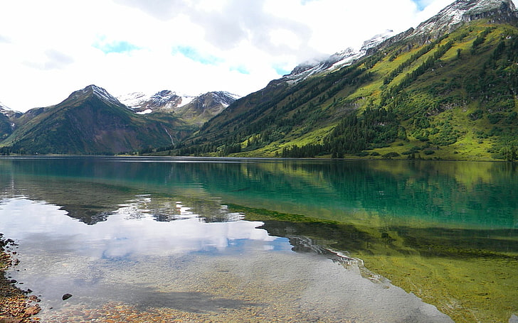 landscape, nature, Siberia, lake, reflection, mountains, water