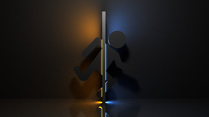 human-shaped paper cut-out in between bar illustration, Portal (game), HD wallpaper