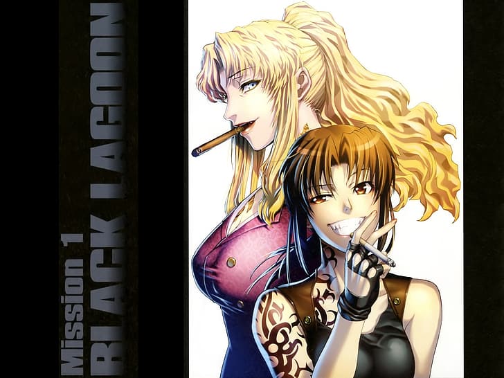 tattoo, Black Lagoon, Revy, cigar, cool, hell of a grin, Pirates of the Black lagoon