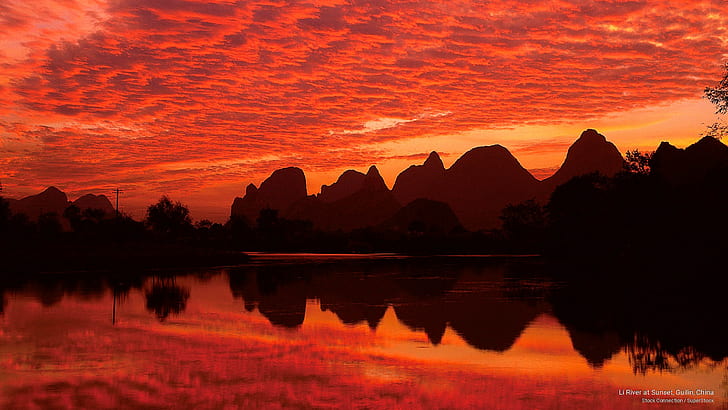 Li River at Sunset, Guilin, China, Asia