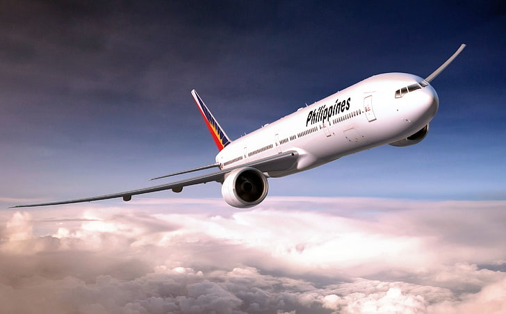 Philippine Airlines airliner, The sky, Clouds, White, The plane, HD wallpaper